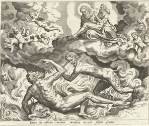 Lazarus in Heaven and the Rich Man in Hell (The History of Lazarus and the Rich Man) by Hans Collaert (I) (possibly)
