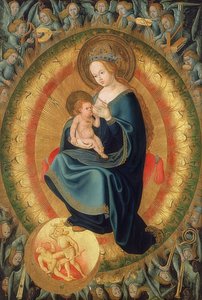 Mary Nursing the Child, in a Glory of Angels. 1500-10