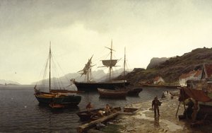 Fishing Smack (Boat) in Harbour, Kleven, Mandal