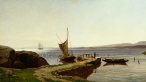 Hvaler Quay by Hans Gude