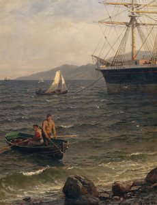 Norwegian Harbour by Hans Gude
