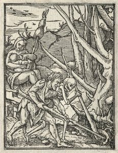 The Dance of Death: Expulsion from Paradise, Adam Cultivating the Ground by Hans Holbein