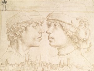 Portraits of Two Youths, a Dwarf and a Townscape