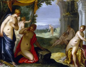 Diana and Actaeon by Hans I or Johann Rottenhammer