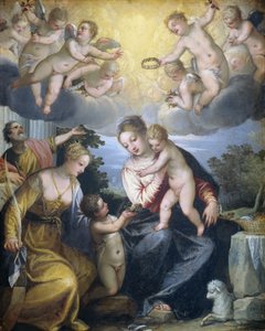 Virgin and Child with Young John the Baptist and Saint Catherine by Hans I or Johann Rottenhammer
