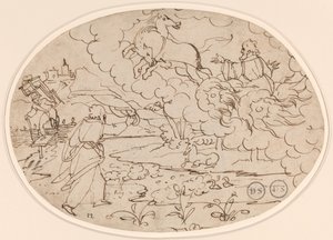 Elisha Watching Elijah in the Fiery Chariot by Hans Jakob Nüscheler