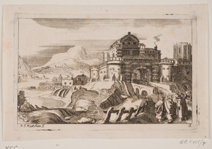 Landscape with Jesus and Two Apostles in Front of a City Gate by Hans Jørgen Kirksteen