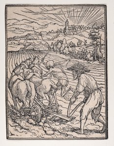 The Peasant or Ploughman, from The Dance of Death, ca. 1526, published 1538 by Hans Lützelburger