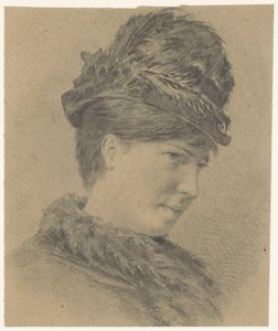 Portrait of a Young Woman with Hat with Feathers