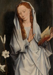 The Virgin, from the reverse of a pair of wings showing the Annunciation (detail)