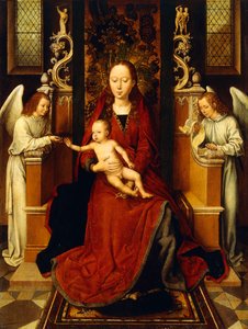 The Virgin and Child Enthroned with Two Angels by Hans Memling
