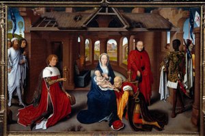 Triptych of Adoration of the Magi: central panel. The mages are like Charles the Temeraire and Philip the Good. Painting by Hans Memling (1433-1494) by Hans Memling