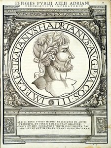 Aelius Hadrianus, illustration from Imperatorum romanorum omnium orientalium et occidentalium verissimae imagines ex antiquis numismatis by Hans Rudolf Manuel Deutsch