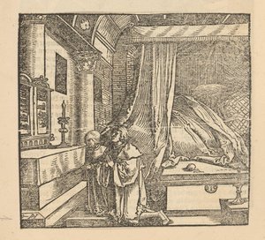 Two Praying People in a Bedroom by Hans Schäufelein (possibly)