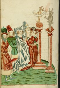 A Group of Men and Women Worship Two Idols, 1469