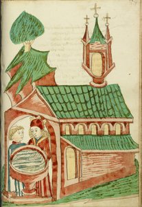 Josaphat and a Priest near a Church Baptismal Font by Hans Schilling
