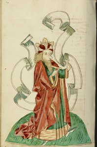 King Avenir with a Large, Empty Speech Scroll