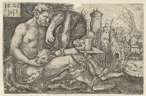 Shepherd and a Sheep by Hans Sebald Beham