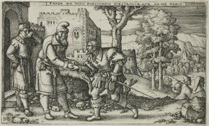 The Departure of the Prodigal Son, plate one from The History of the Prodigal Son by Hans Sebald Beham