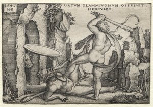 The Labors of Hercules: Hercules Killing the Giant Cacus by Hans Sebald Beham