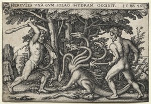 The Labors of Hercules: Hercules Killing the Lernean Hydra by Hans Sebald Beham
