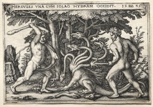 The Labors of Hercules: Hercules Killing the Lernean Hydra by Hans Sebald Beham