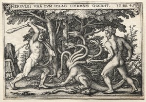 The Labors of Hercules: Hercules Killing the Lernean Hydra by Hans Sebald Beham