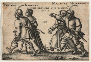 The Peasant Wedding or the Twelve Months: 1-Fabianus Jenner 2-Mathias Hornung by Hans Sebald Beham