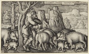 The Prodigal Son III: Son among the Swine by Hans Sebald Beham