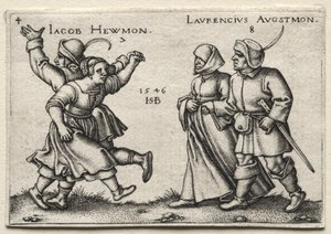 The Village Wedding: Jacob Hewmon / Lawrencius Augstmon by Hans Sebald Beham