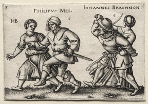 The Village Wedding: Philipus Mei / Johannes Brachmon by Hans Sebald Beham