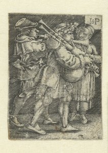 Two Musicians and a Girl by Hans Sebald Beham