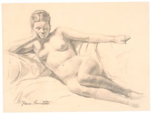 Reclining Female Model by Hans Smidth