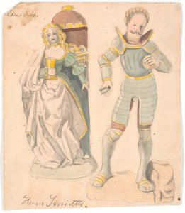 Study with Two Figures after the Altarpiece in Estvad Church, Ringkøbing County by Hans Smidth