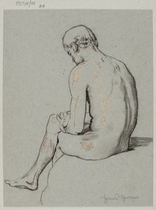 Nude of a Seated Man with Leg Crossed by Hans Thoma