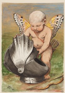 Cherub with Helmet by Hans Thoma
