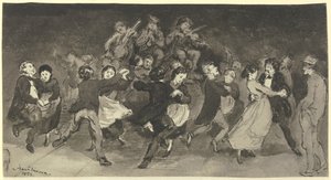 Dancing Couples in an Inn by Hans Thoma
