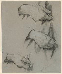 Three right hands in different positions by Hans Thoma
