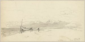Fragment of the Seashore near Livorno with Fishing Nets Spread on the Beach by Hans Thoma