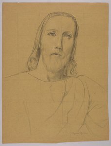 Head of Christ, verso: Crucifixion of Christ by Hans Thoma