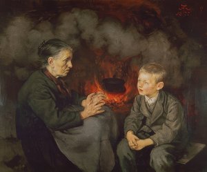 Grandmother Tells Fairy Tales by Hans Thoma