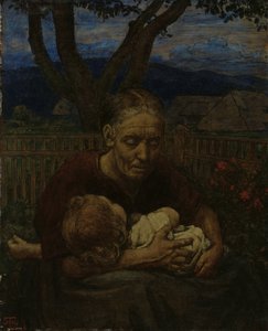 Mother and Child in a Garden by Hans Thoma