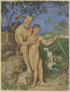 Old and Young Faun by Hans Thoma