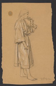 Study of a Young Man in Antique Robe, with Left Hand Raised to Chin
