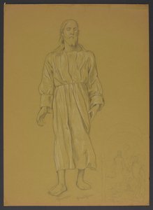 Study of the Figure of Christ, with a Sketch for the Painting "The Baptism of Christ"
