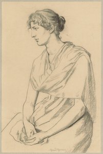 Study of a Seated Woman in Antique Costume by Hans Thoma