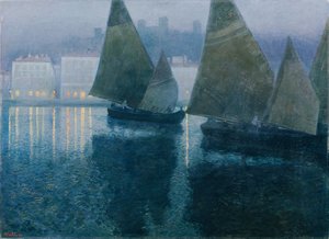 Moonlit Night in an Istrian Harbor