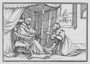 Abishag Cherishes David by Hans after Holbein the Younger