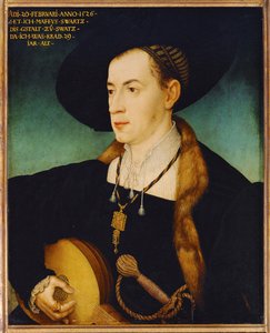 Matthaeus Schwarz, banker, partner of the Fugger banking family of Augsburg, financiers of Emperor Karl V by Hans or Johan Maler