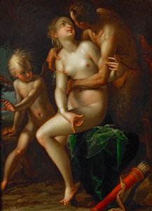 Jupiter, Antiope and Amor by Hans von Aachen